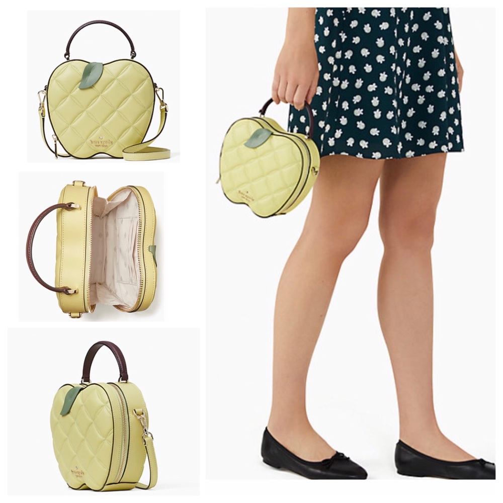 NWT Kate Spade ♠️ HONEYCRISP APPLE Quilted Smooth Leather Crossbody Bag/Purse - Picture 9 of 9